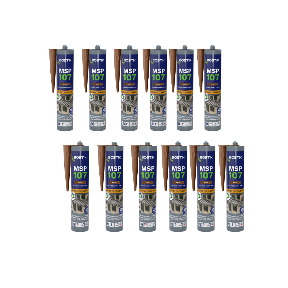 Lot de 12 mastics MS polymères 290 ml brun Bostik MSP107 | ProForPro