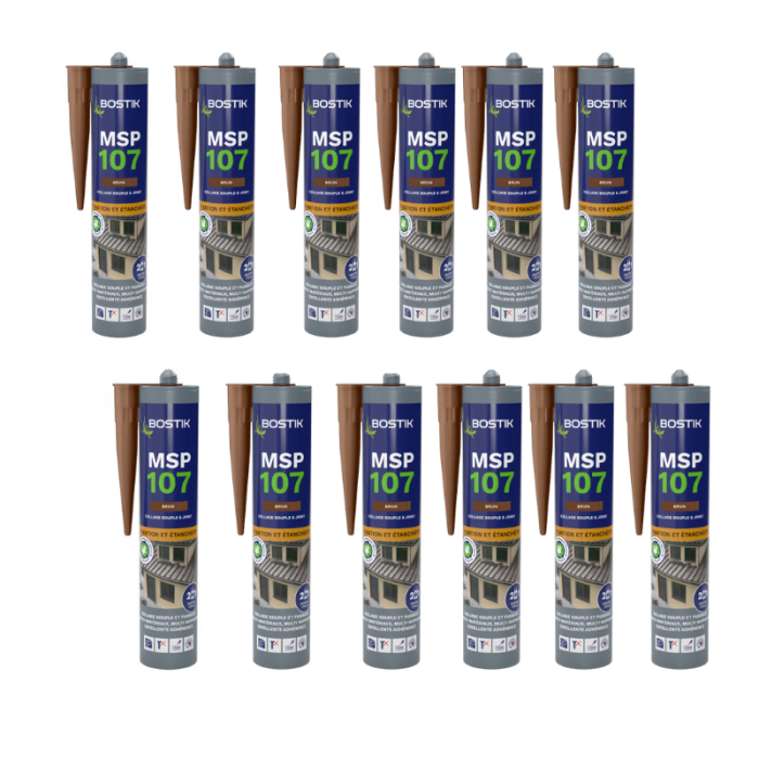 Lot de 12 mastics MS polymères 290 ml brun Bostik MSP107 | ProForPro
