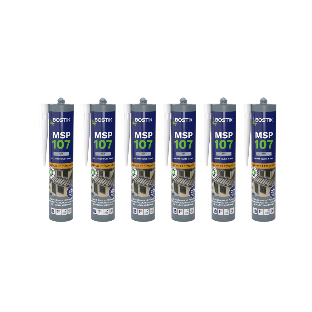 Lot de 6 mastics MS polymères 290 ml gris Bostik MSP107 | ProForPro