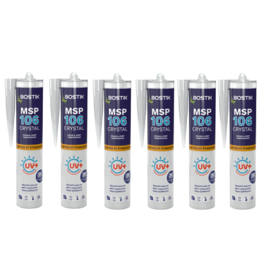 Lot de 6 mastics MS polymères 290 ml transparent Bostik MSP106 | ProForPro