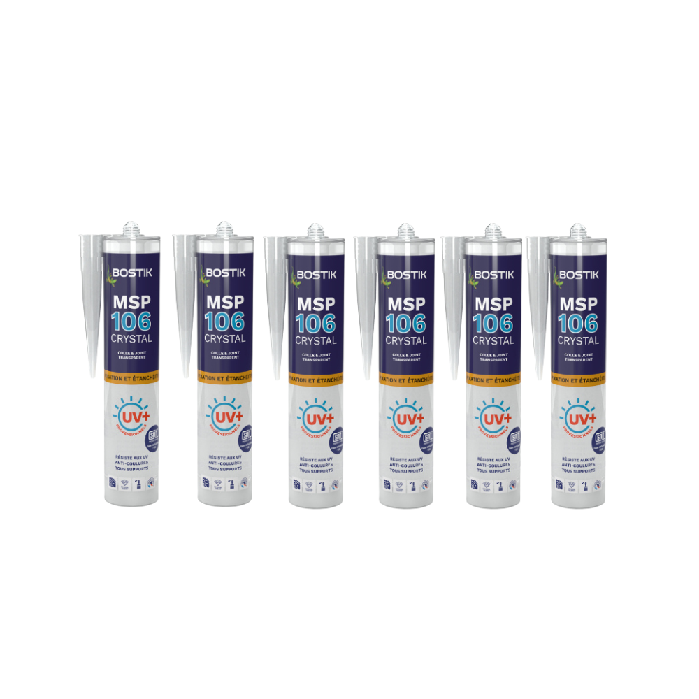 Lot de 6 mastics MS polymères 290 ml transparent Bostik MSP106 | ProForPro