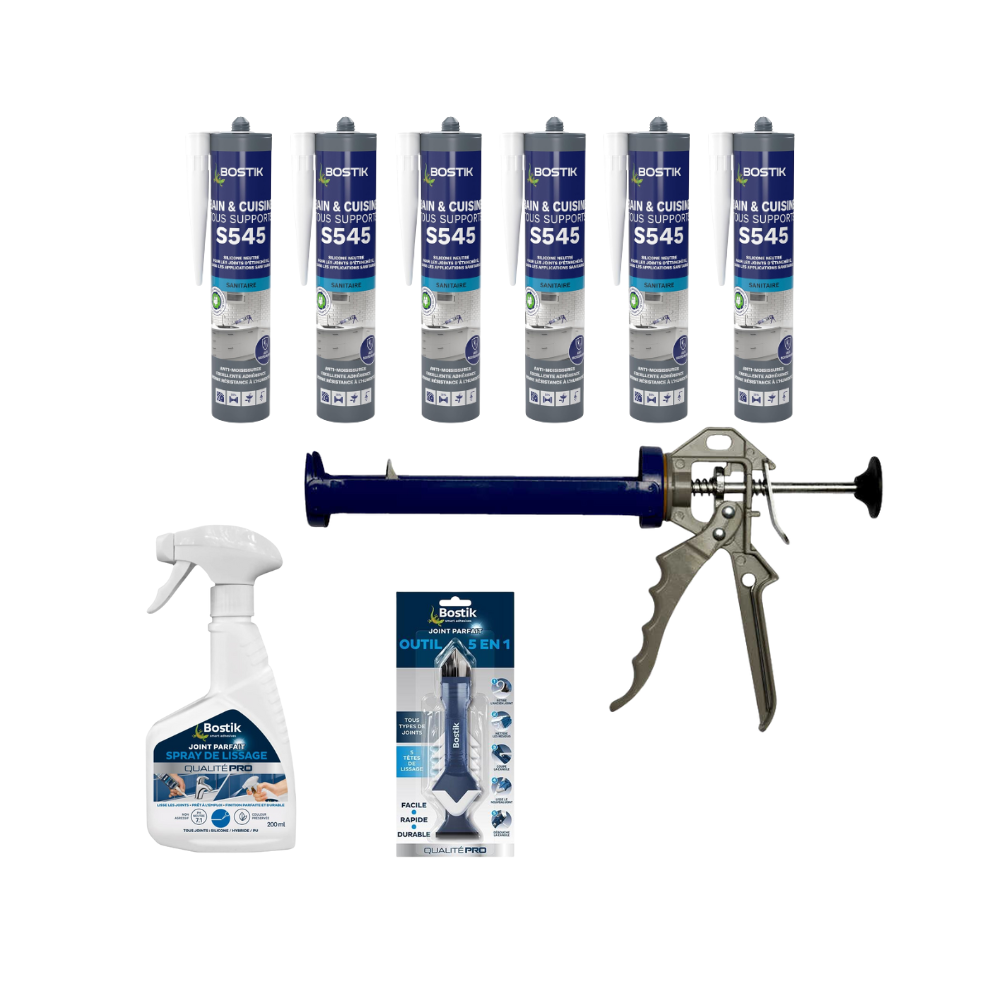 Mastic sanitaire silicone blanc 300 ml Bostik - lot promo