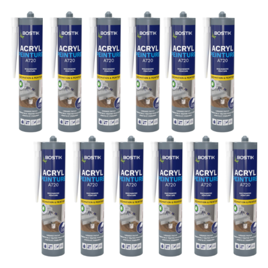 Lot de 12 mastics acryliques peignables blanc 310 ml Bostik | ProForPro