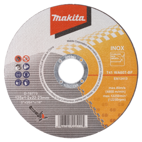 Disques à tronçonner Ø125 × 1,2 mm WA60T Makita D-18770-100 (100 pcs) | ProForPro