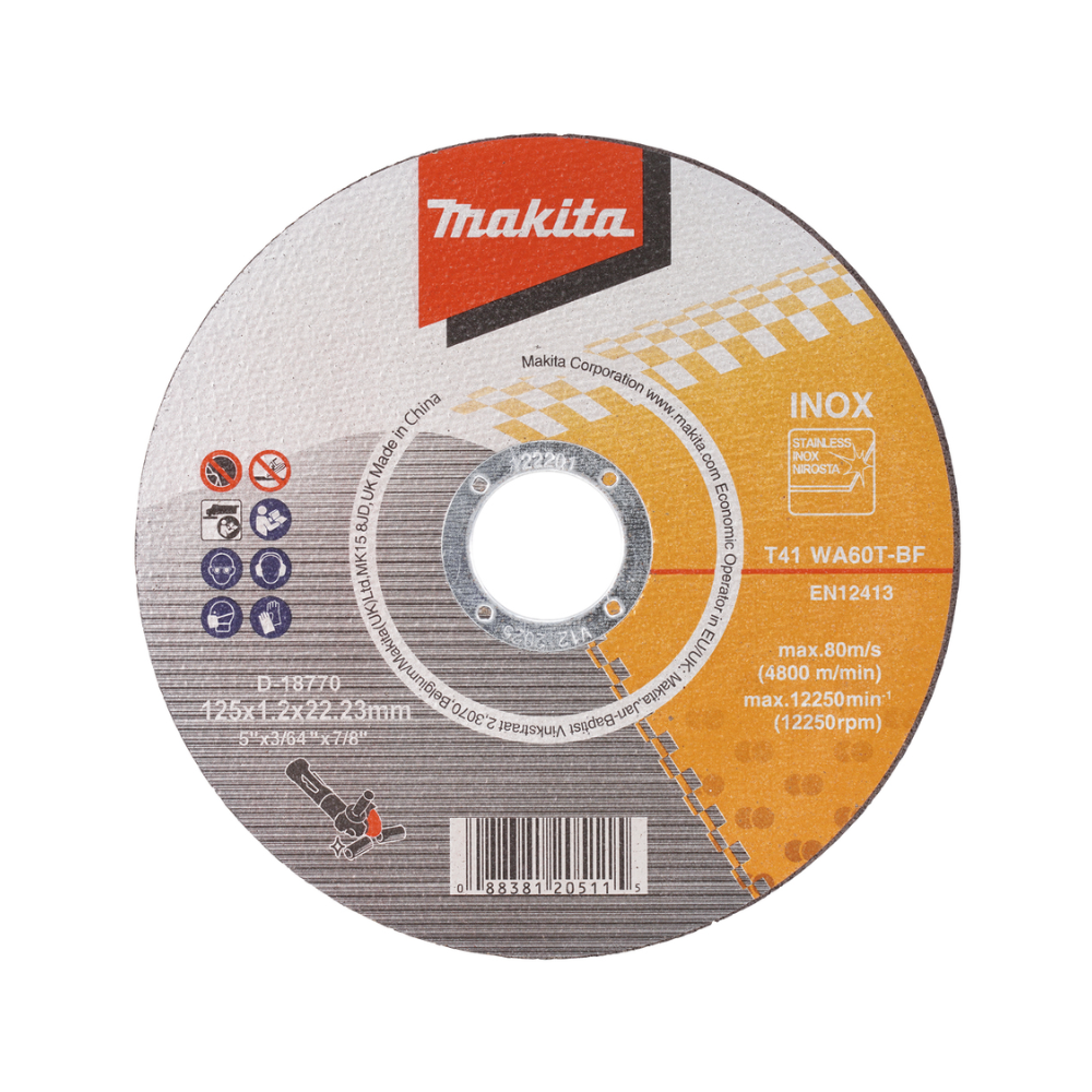 Disques à tronçonner Ø125 × 1,2 mm WA60T Makita D-18770-100 (100 pcs) | ProForPro