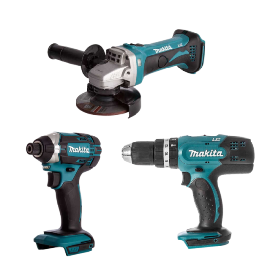 Lot meuleuse d'angle DGA452 + visseuse à chocs DTD152 + perceuse à percussion DHP453 Makita PROMO-LOT013 machines nues |