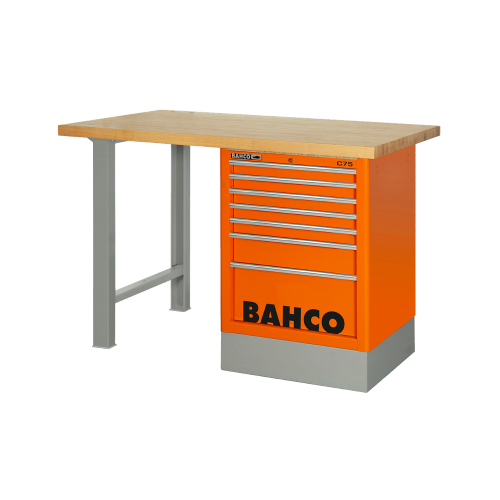 Établi d'atelier plateau bois 1,80 m 6 tiroirs orange Bahco 1495K6CWB18TW | ProForPro
