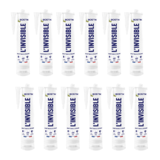 Lot de 12 mastics sanitaire bain & cuisine transparent Bostik L-Invisible | ProForPro