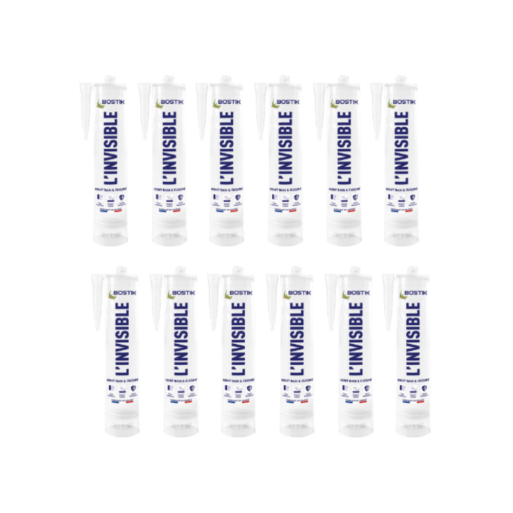 Lot de 12 mastics sanitaire bain & cuisine transparent Bostik L-Invisible | ProForPro