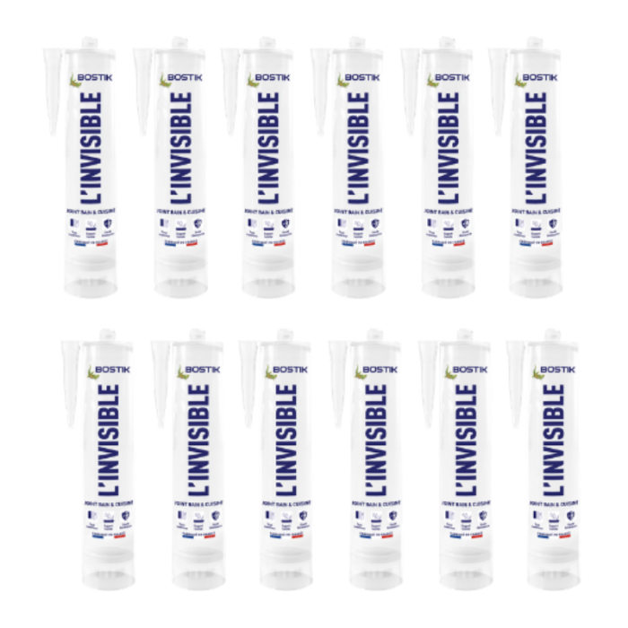 Lot de 12 mastics sanitaire bain & cuisine transparent Bostik L-Invisible | ProForPro