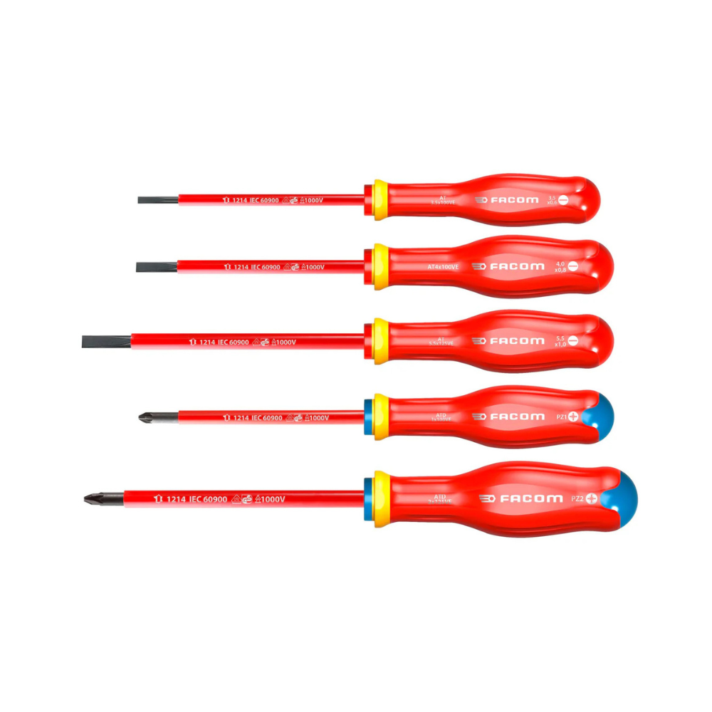 Lot de 5 tournevis isolés 1000V Facom PROTWIST | ProForPro