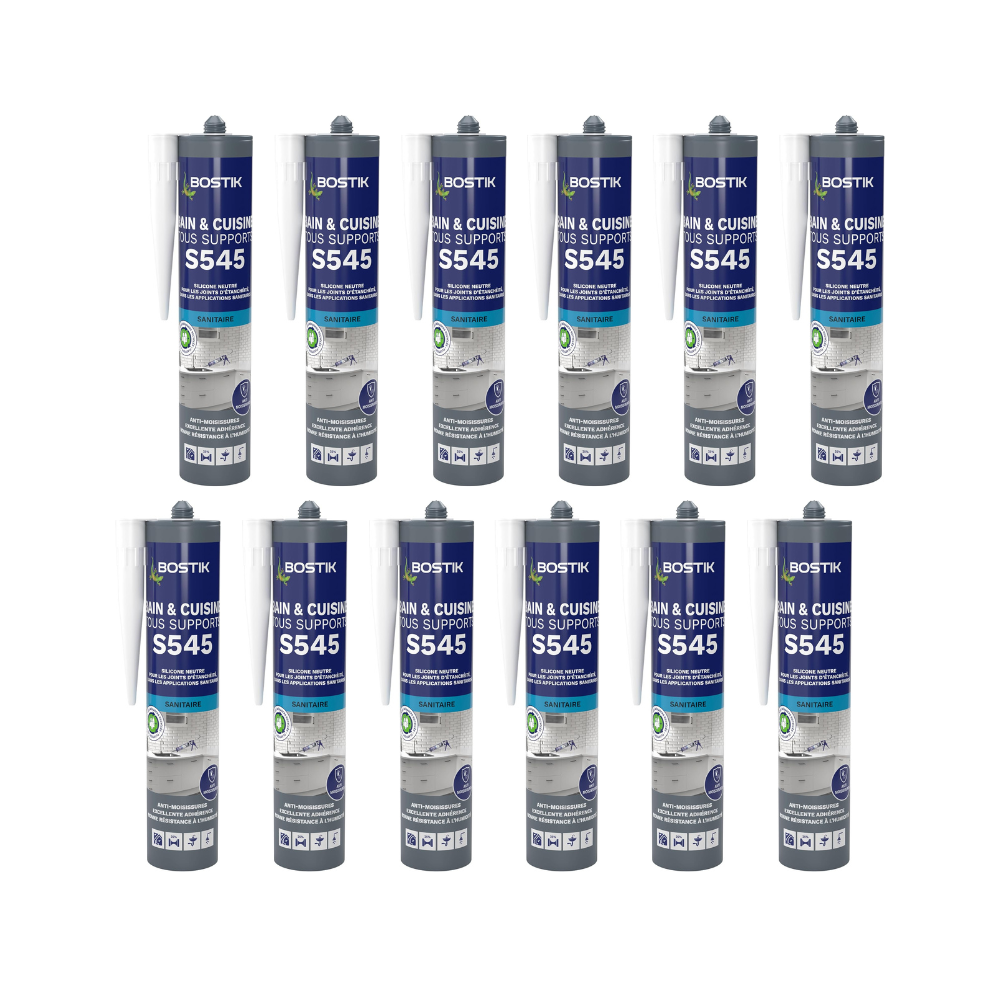 Mastic silicone neutre sanitaire intérieur blanc 300 ml Bostik S545
