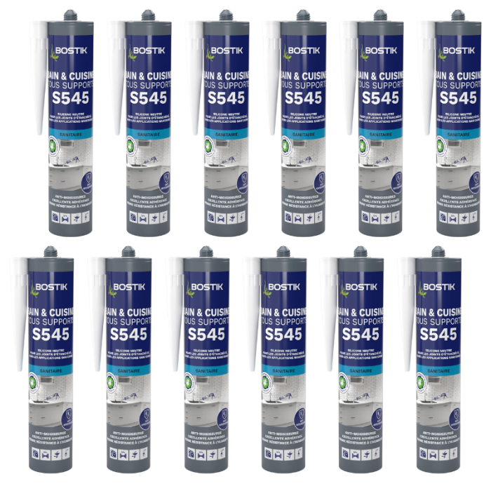 Mastic silicone neutre sanitaire intérieur blanc 300 ml Bostik S545