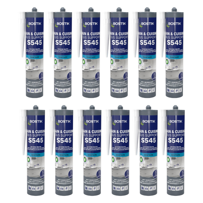 Mastic silicone neutre translucide sanitaire 300 ml Bostik S545