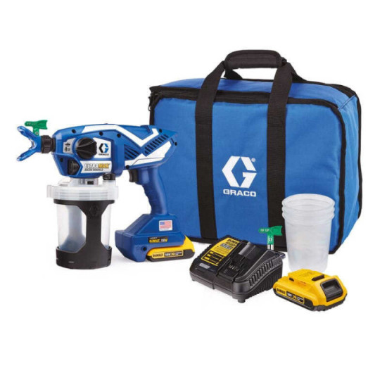 Pulvérisateur airless UltraMax 18V (kit 2x 2,0 Ah) + 25 godets - Graco 17P258