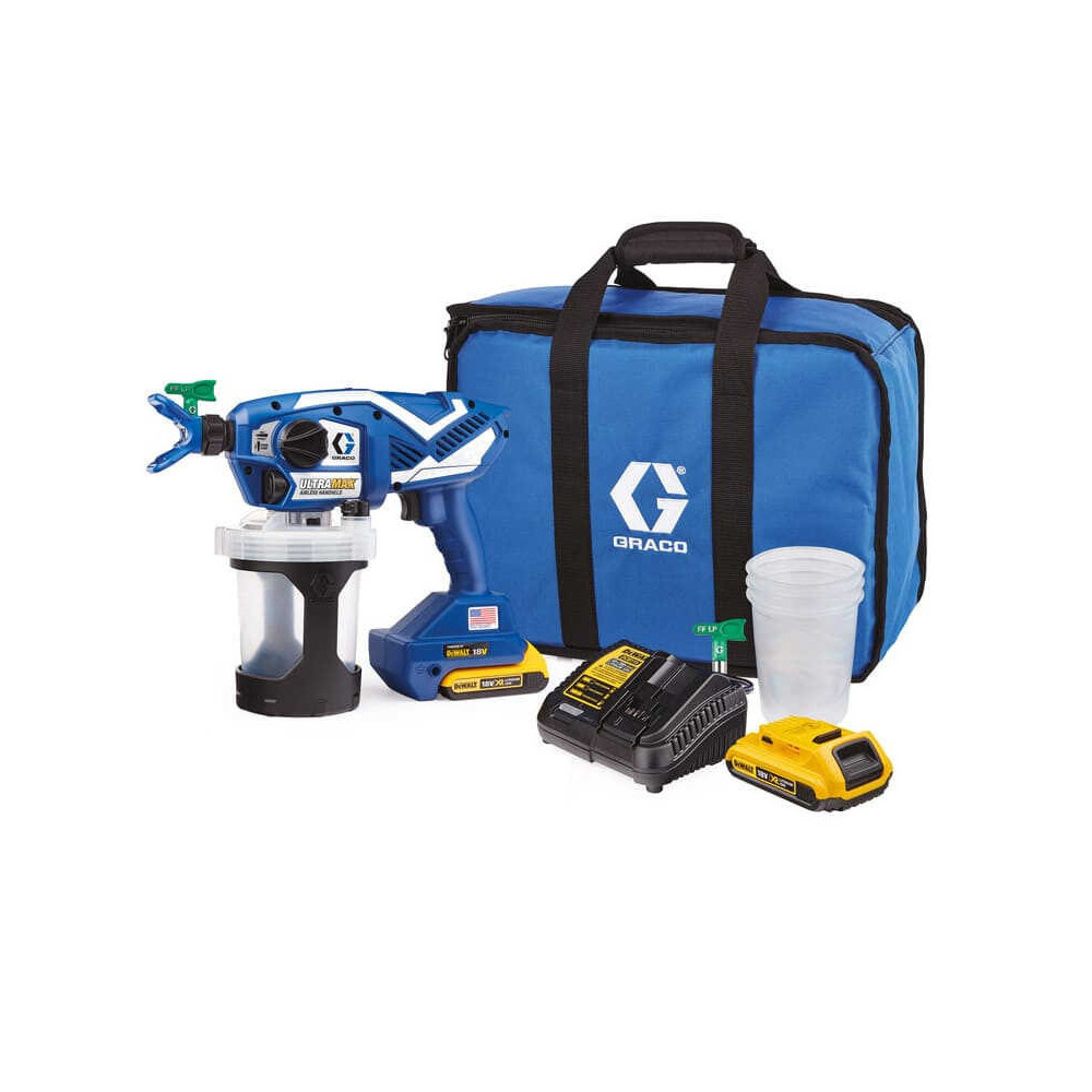 Pulvérisateur airless UltraMax 18V (kit 2x 2,0 Ah) + 25 godets - Graco 17P258