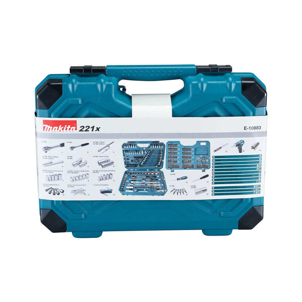 Coffret outils 221 pieces mecanique Makita e 10883