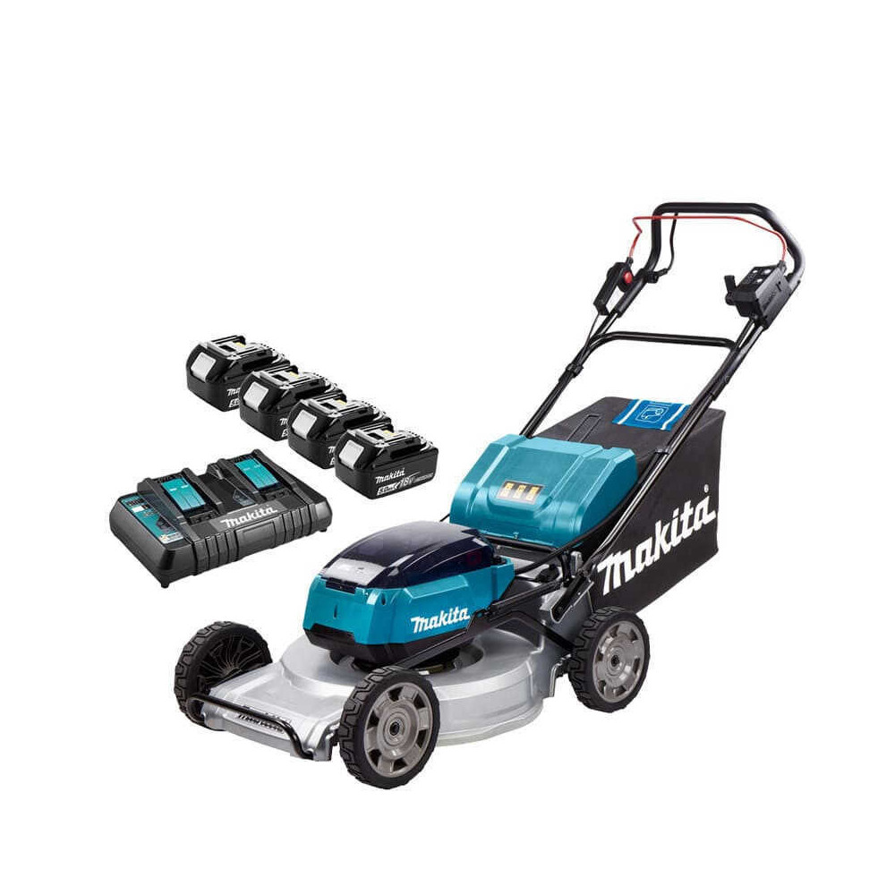 Tondeuse auto tractee 36V lxt largeur de coupe de 53 cm Makita DLM533PT4