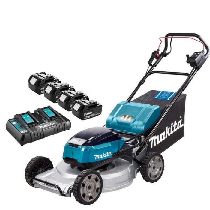 Tondeuse auto tractee 36V lxt largeur de coupe de 53 cm Makita DLM533PT4