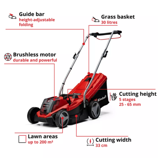 Tondeuse a gazon 18V ge cm 1833 li avec batterie 40 ah Einhell 3413260