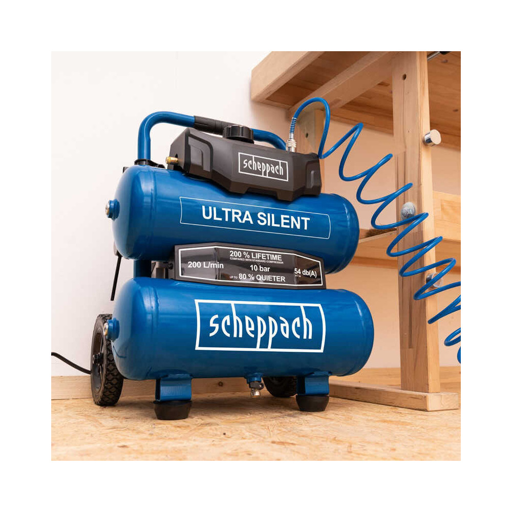 Compresseur ultra silencieux 10BAR sans huile HC20SI scheppach 5906145901