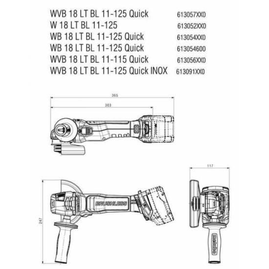 Meuleuse d angle 18V 125 mm w 18 lt bl 11 125 Metabo 613052850