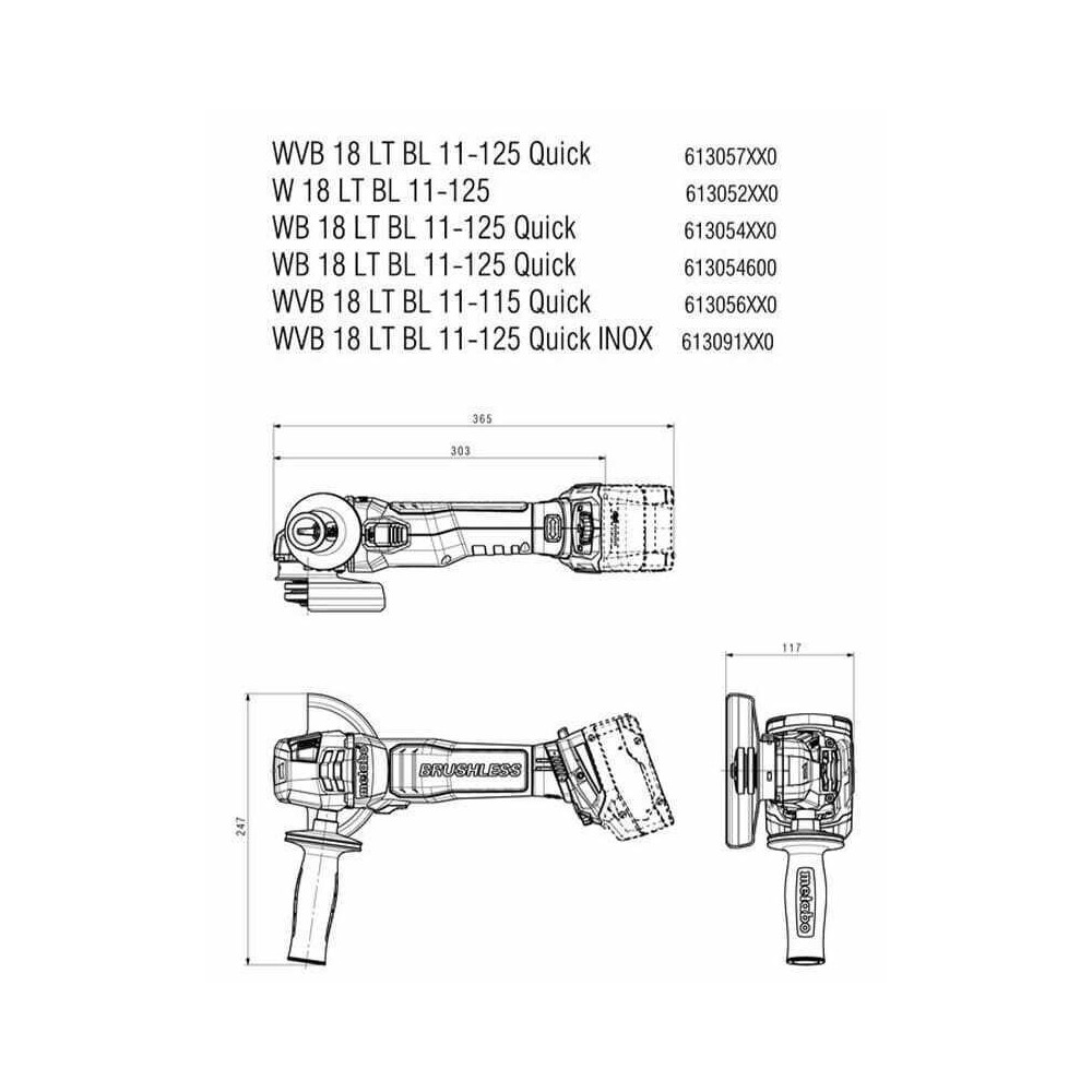 Meuleuse d angle 18V 125 mm w 18 lt bl 11 125 Metabo 613052850