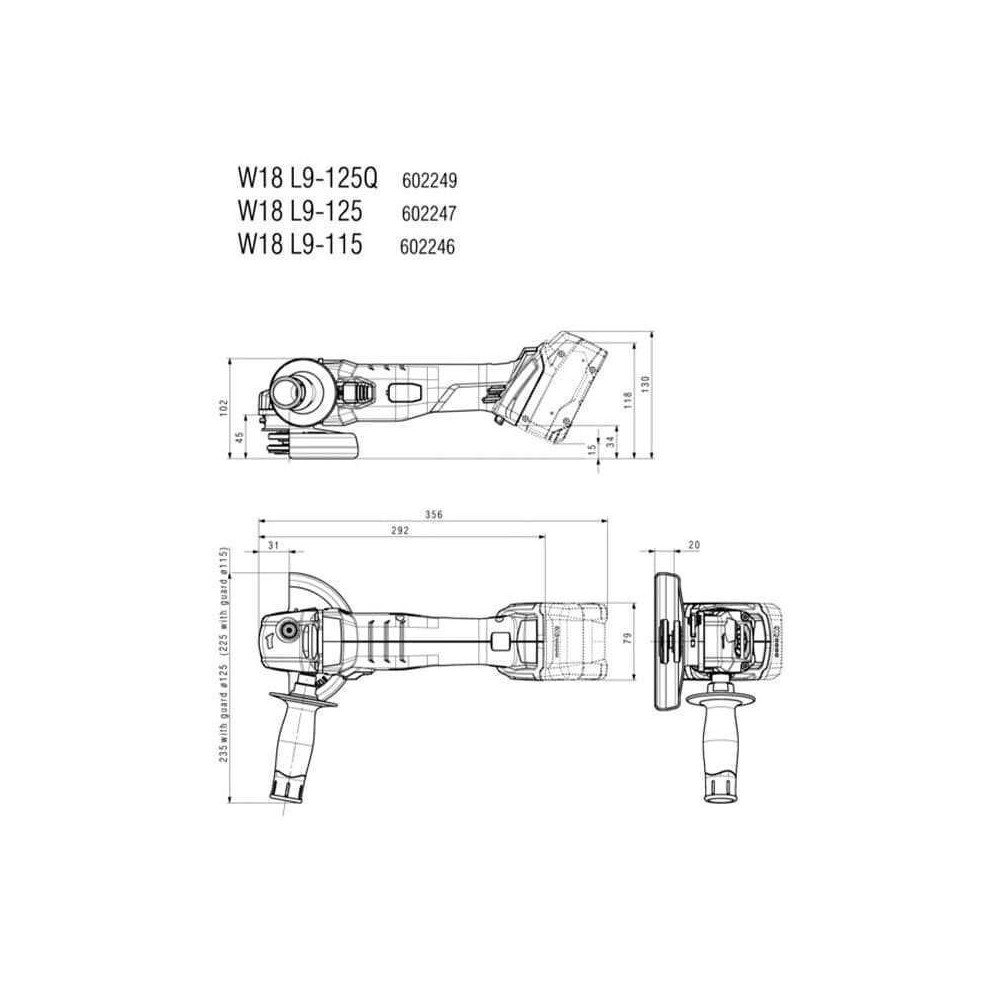 Meuleuse d angle 18V 125MM w 18 l 9 125 dans metabox Metabo 602247510
