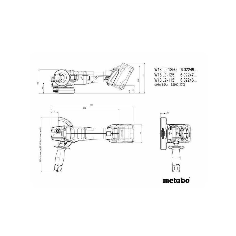 Meuleuse d angle 18V O125MM 2X52AH chargeur asc 55 dans metabox Metabo 602249650