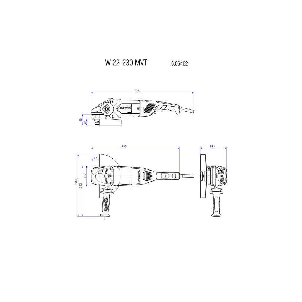 Modifier meuleuse angulaire 2200 w O230 mm Metabo w 22 230 mvt