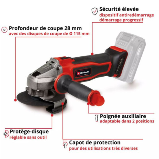 Meuleuse d angle 18V O115MM te ag 18115 2 li solo Einhell 4431166