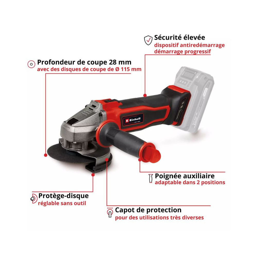 Meuleuse d angle 18V O115MM te ag 18115 2 li solo Einhell 4431166