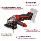 Meuleuse d angle 18V O115MM te ag 18115 2 li solo Einhell 4431166