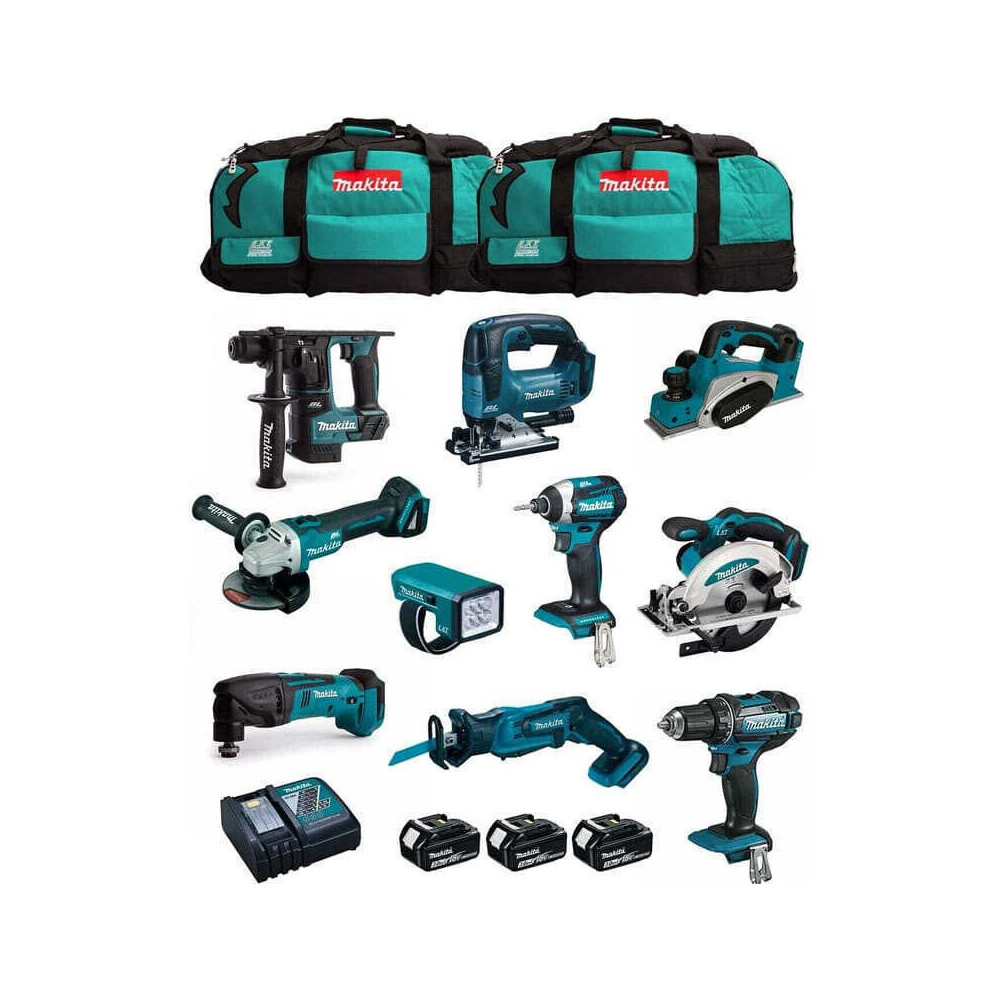 Pack 10 outils sur batteries 18V dans 2 sacs a roulettes MPK1810233A